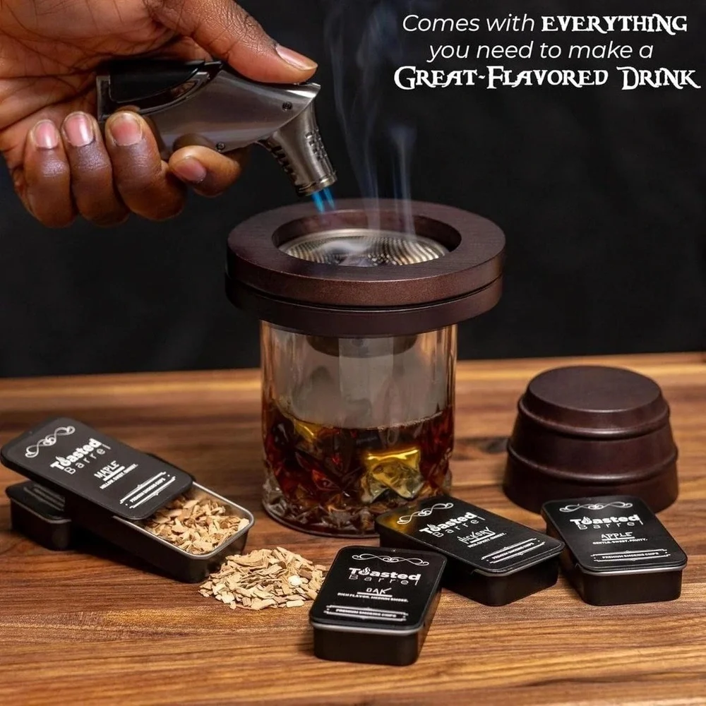 Toasted Barrel Premium Cocktail Smoker Kit Whiskey Bourbon Wood Chips Brown